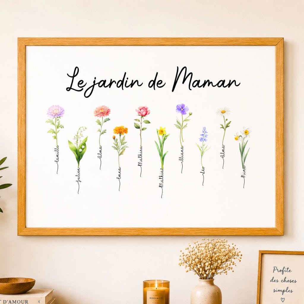 Cadeau fête des mères - Cadre fleurs personnalisé