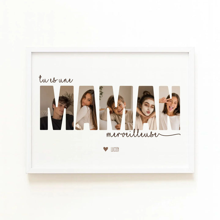Cadeau fête des mères | Poster meilleure maman Affiche Paysage / Bois Blanc / A4 21x29.7 cm
