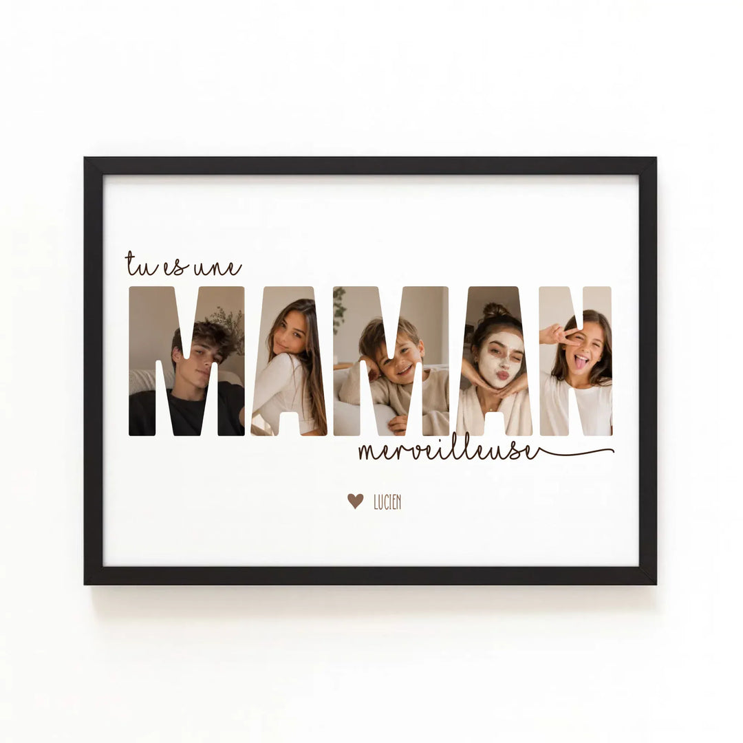Cadeau fête des mères | Poster meilleure maman Affiche Paysage / Bois Noir / A4 21x29.7 cm