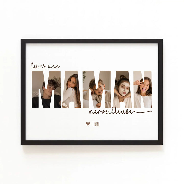 Cadeau fête des mères | Poster meilleure maman Affiche Paysage / Bois Noir / A4 21x29.7 cm