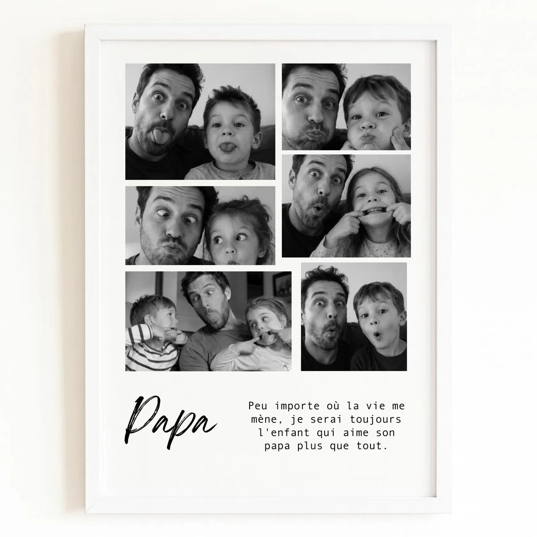 Cadeau fête des pères photo Bois Blanc / A4 21x29.7 cm