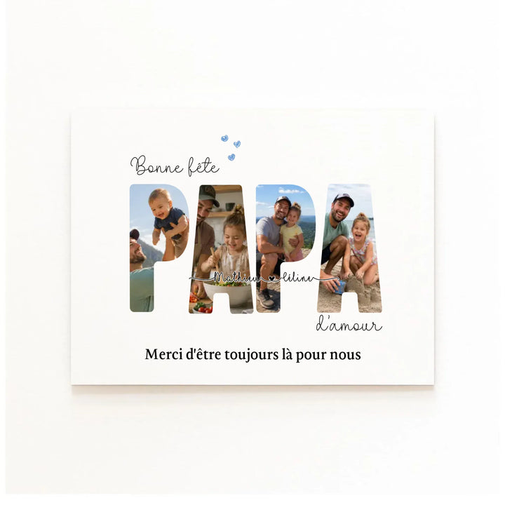 cadeau papa personnalisé photo - Bonne fête Papa d'amour Affiche Paysage / Poster sans cadre / A4 21x29.7 cm