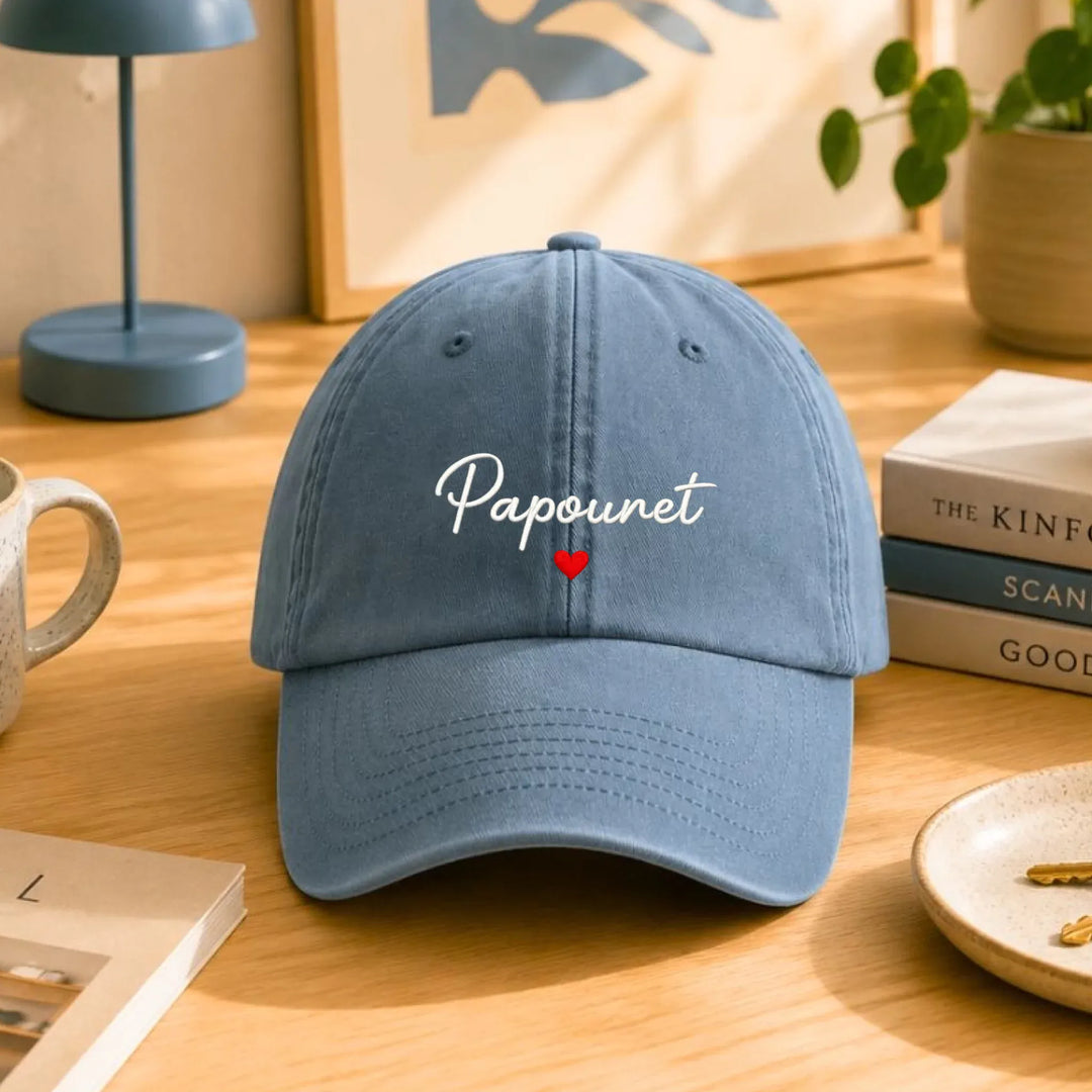 Casquette Personnalisée brodée - Papounet Casquette broderie | Beechfield B655 / Bleu Pastel / ONESIZE