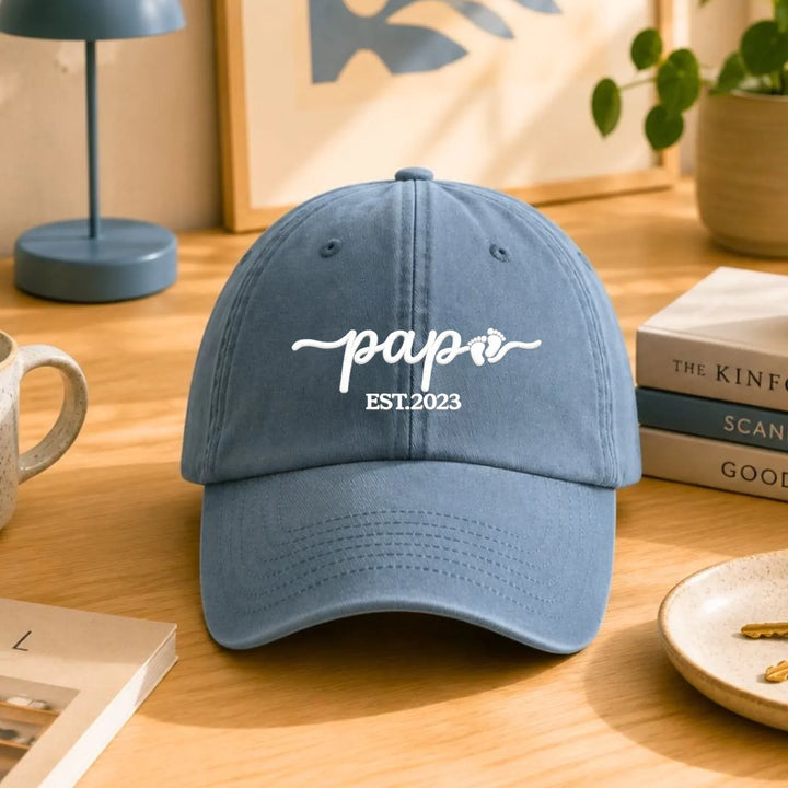 Casquette Personnalisée Brodée - Futur Papa naissance Casquette broderie | Beechfield B655 / Bleu Pastel / ONESIZE