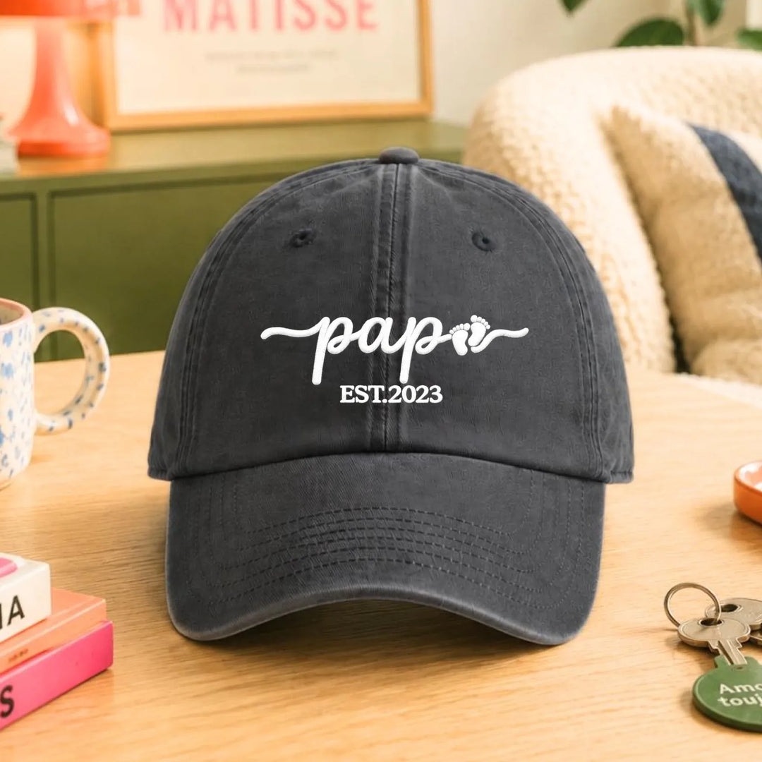 Casquette Personnalisée Brodée - Futur Papa naissance Casquette broderie | Beechfield B655 / Noir / ONESIZE