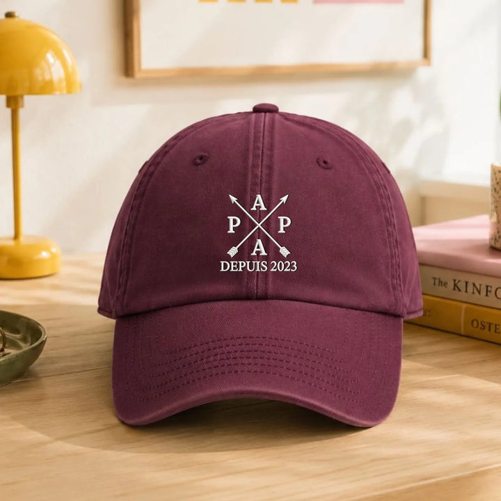 Casquette Personnalisée Brodée - Papa depuis flèches Casquette broderie | Beechfield B655 / Rouge / ONESIZE