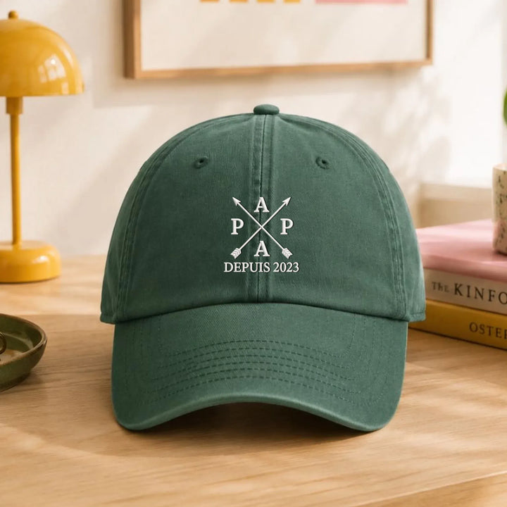 Casquette Personnalisée Brodée - Papa depuis flèches Casquette broderie | Beechfield B655 / Forest / ONESIZE