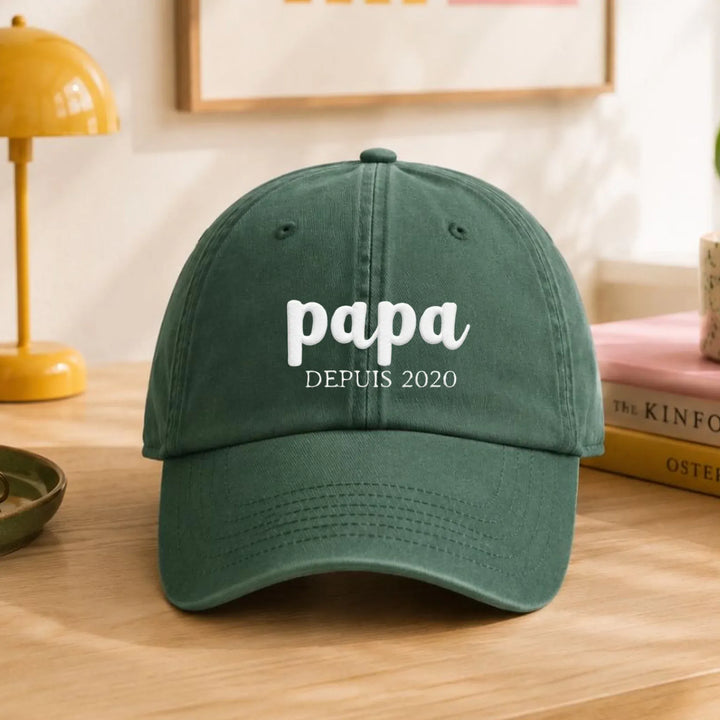 Casquette Personnalisée Brodée - Papa Depuis Casquette broderie | Beechfield B655 / Forest / ONESIZE