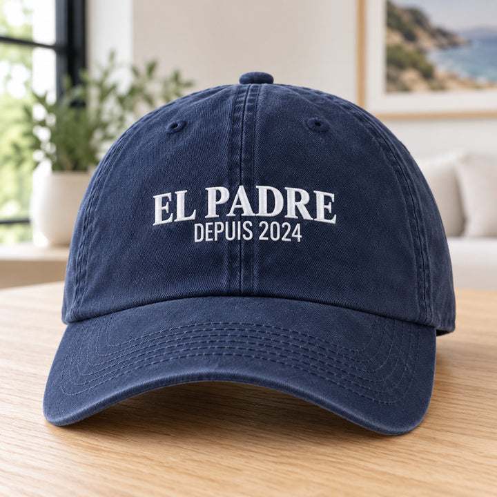Casquette personnalisée El Padre marine non portée avec broderie