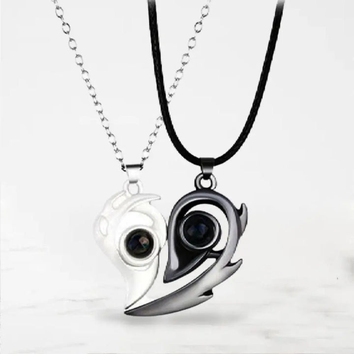 Collier Couple Aimanté Argent-Noir