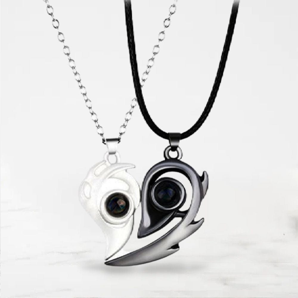 Collier Couple Aimanté Argent-Noir