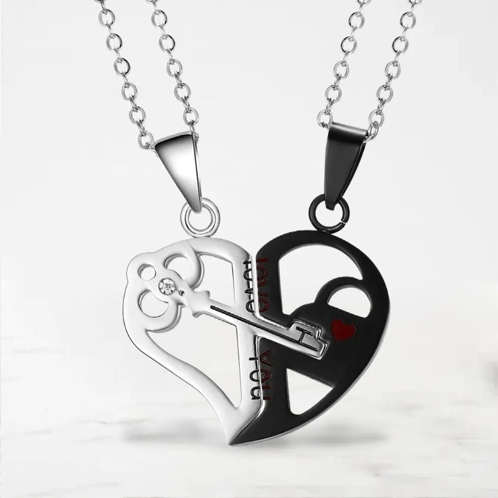 Collier Couple Assorti Argent-Noir