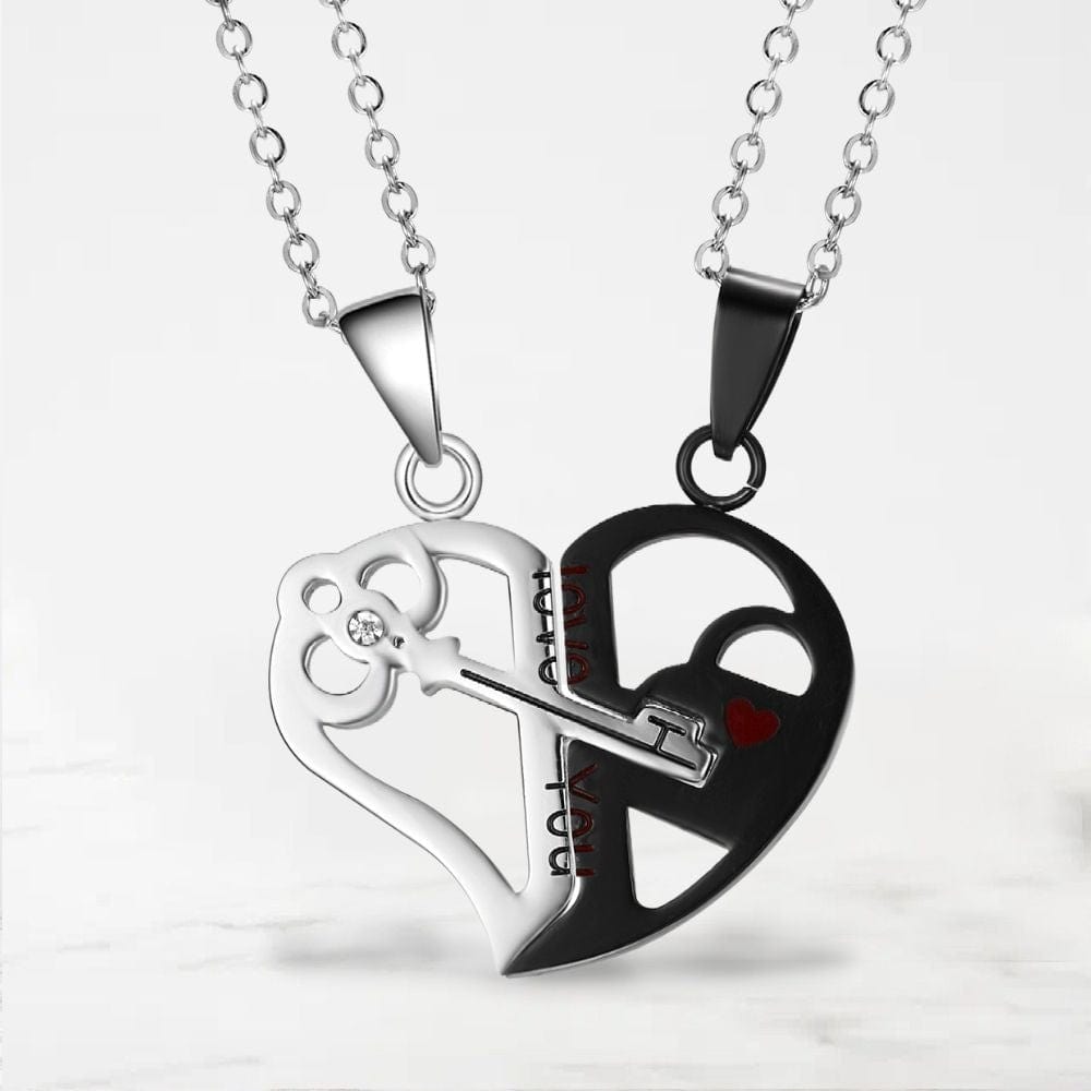 Collier Couple Assorti Argent-Noir