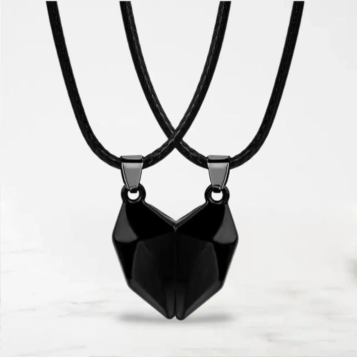 Collier Couple Coeur Noir