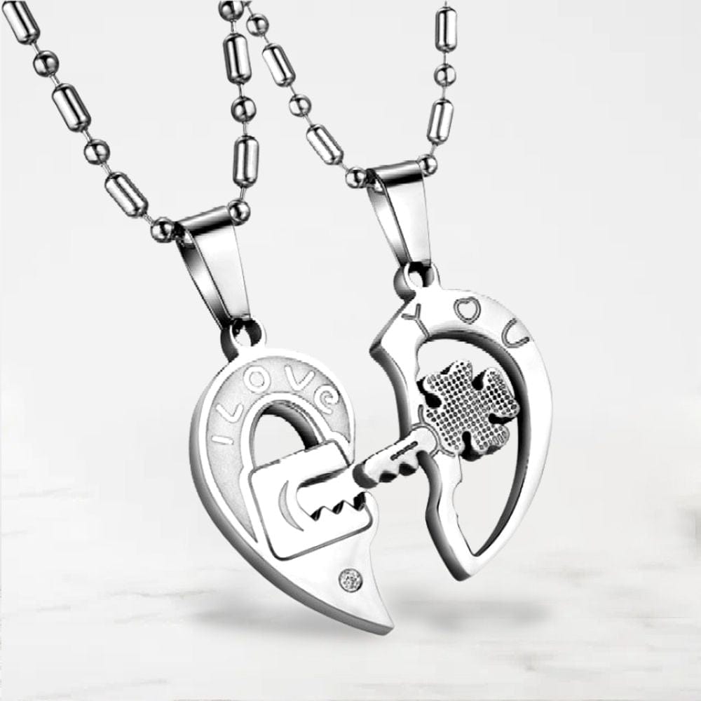 Collier Couple Coeur Séparable Argent