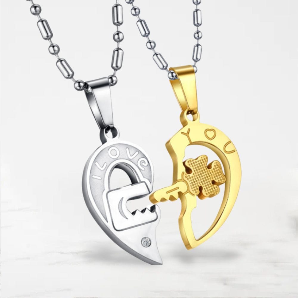 Collier Couple Coeur Séparable Or-Argent