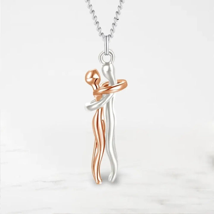 Collier Couple Enlacé Or Rose-Argent