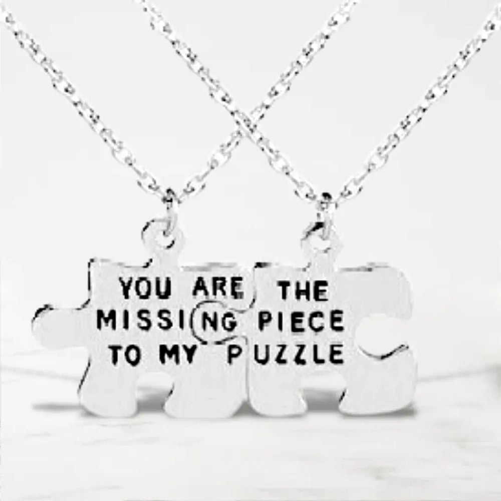 Collier Couple Puzzle Argent