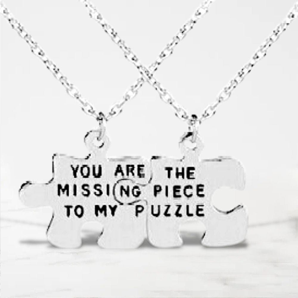 Collier Couple Puzzle Argent