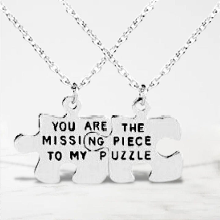 Collier Couple Puzzle Argent