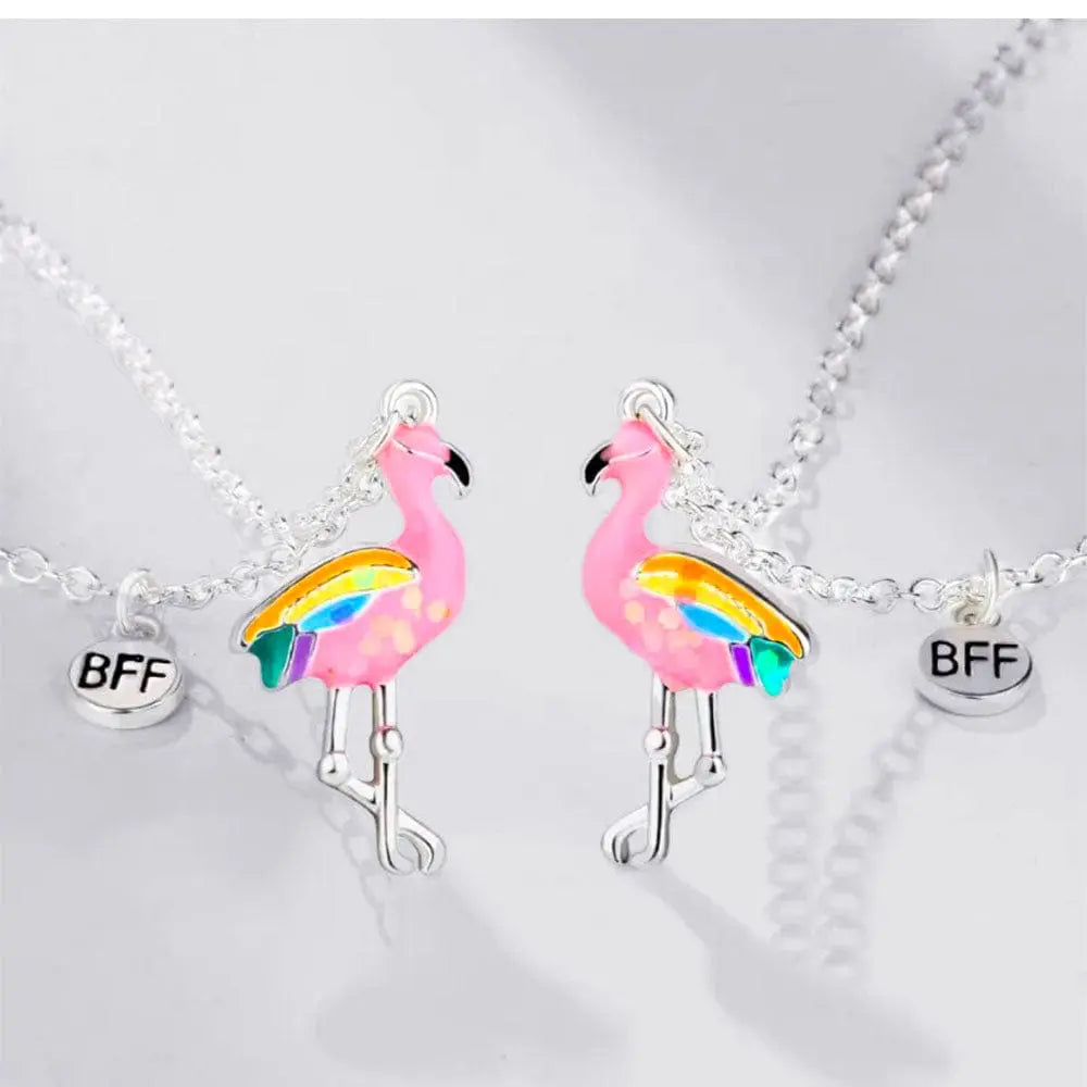 Collier d'Amitié Aimanté Flamant Rose Rose
