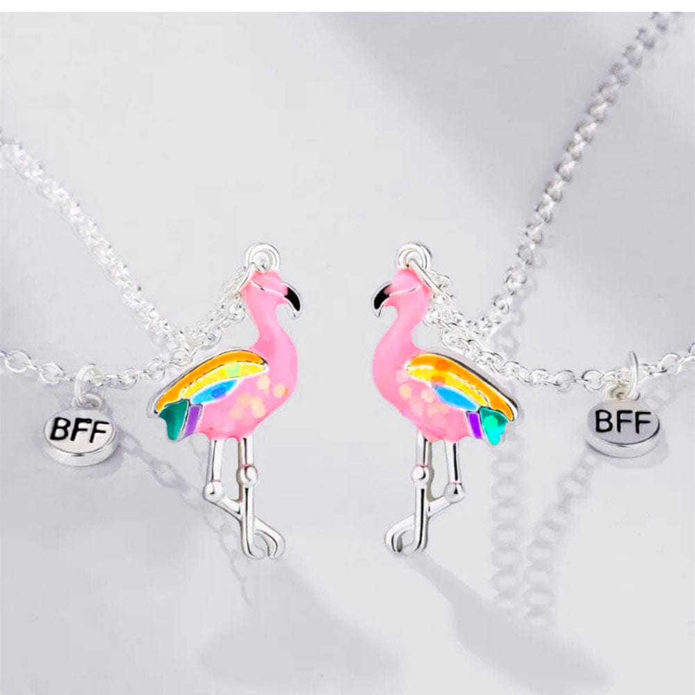 Collier d'Amitié Aimanté Flamant Rose Rose