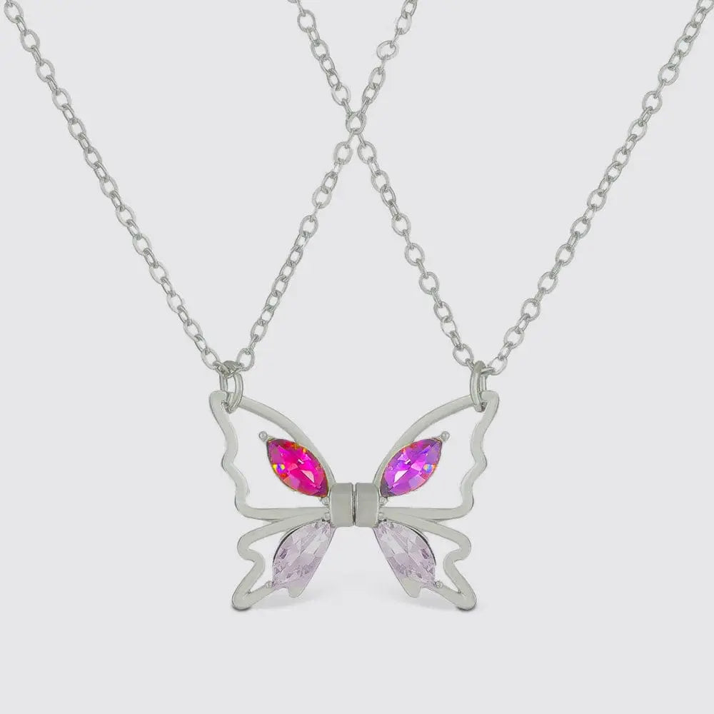 Collier Meilleure Amies Papillon Argent