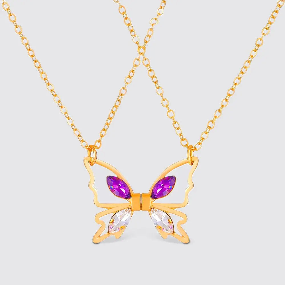 Collier Meilleure Amies Papillon Or