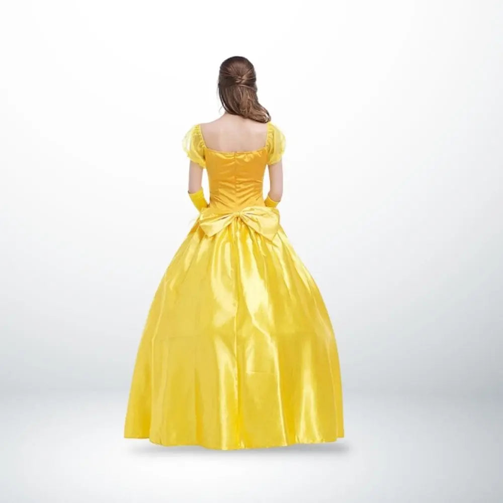 Robe Princesse La Belle Et La Bête - Costume Adulte Femme Pour Soirée, Halloween, Noël - Jaune Avec Gants - 5