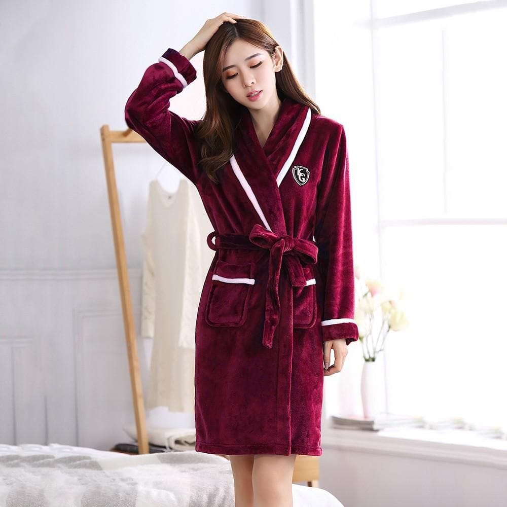Ensemble Peignoir Couple Bordeaux / Elle / M