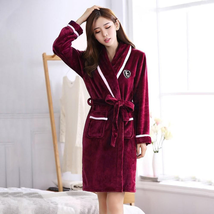 Ensemble Peignoir Couple Bordeaux / Elle / M