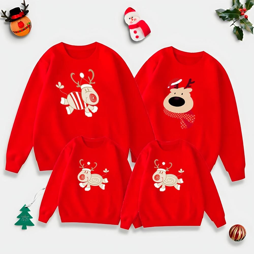 Rouge / Femme XS Pull de Noel Famille