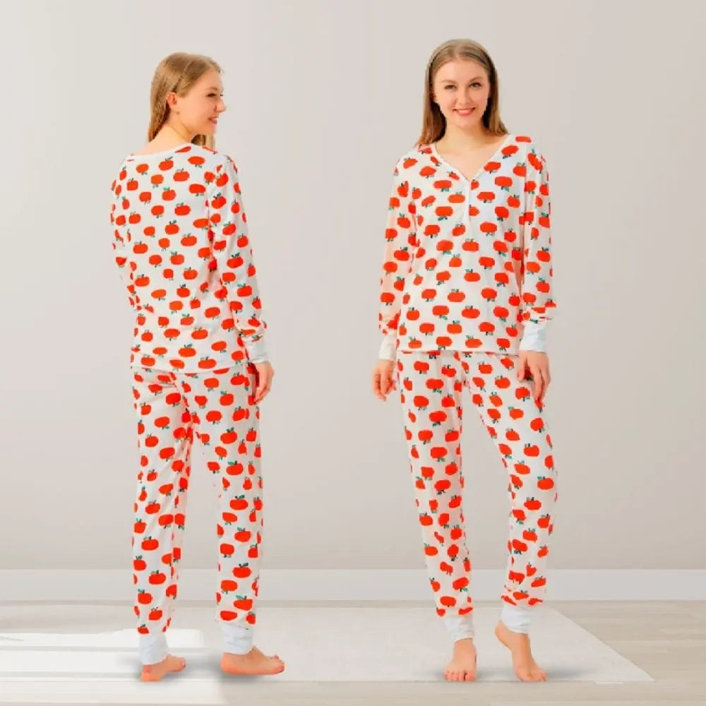 Ensemble Pyjama Couple Orange / S-Femme