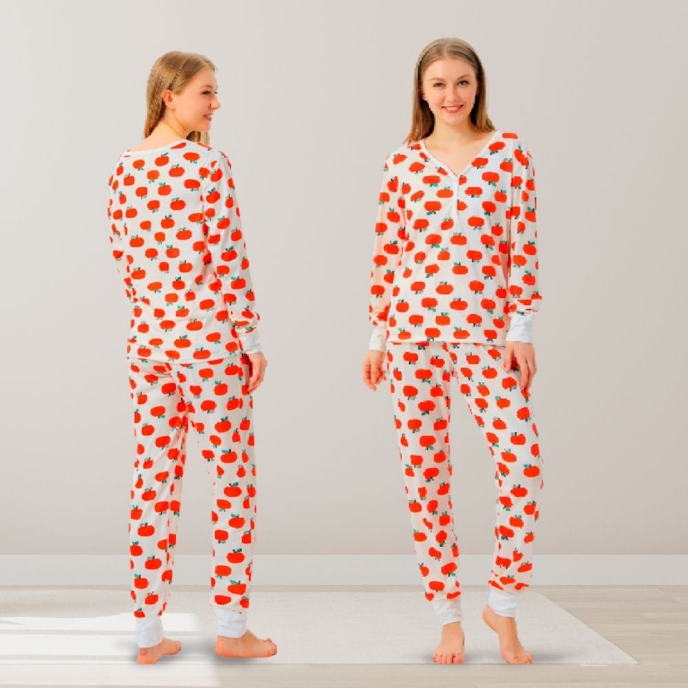 Ensemble Pyjama Couple Orange / S-Femme