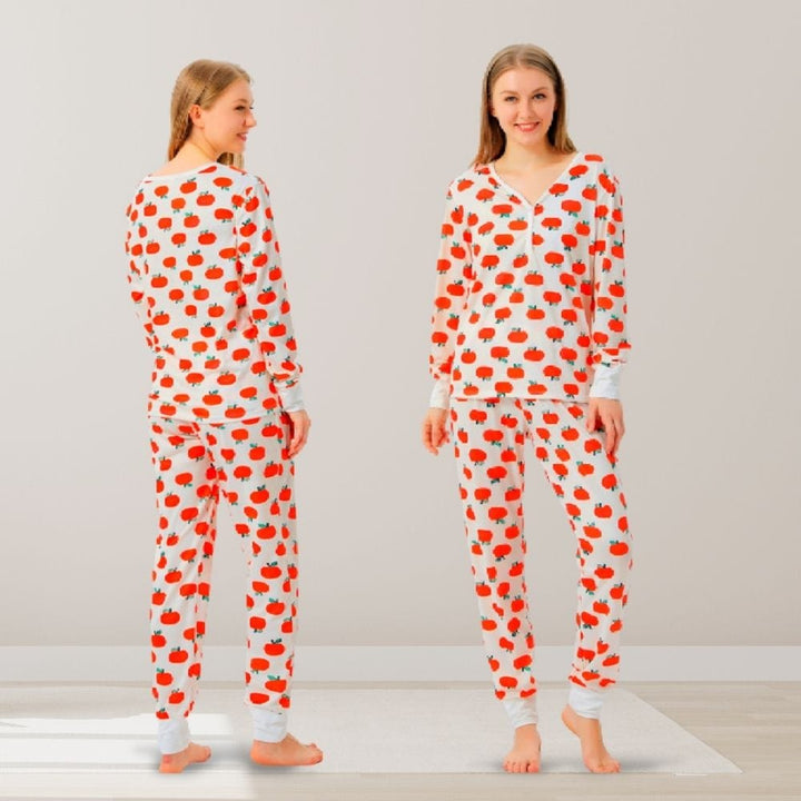 Ensemble Pyjama Couple Orange / S-Femme