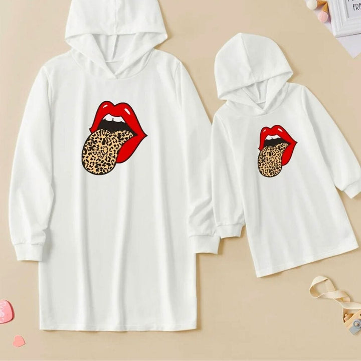 Ensemble Robe Pull Mère Et Bébé Fille Blanc / Big mouth / Maman S