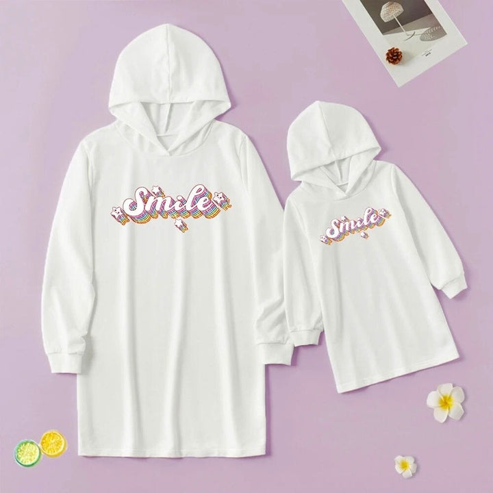 Ensemble Robe Pull Mère Et Bébé Fille Blanc / Smile / Maman S