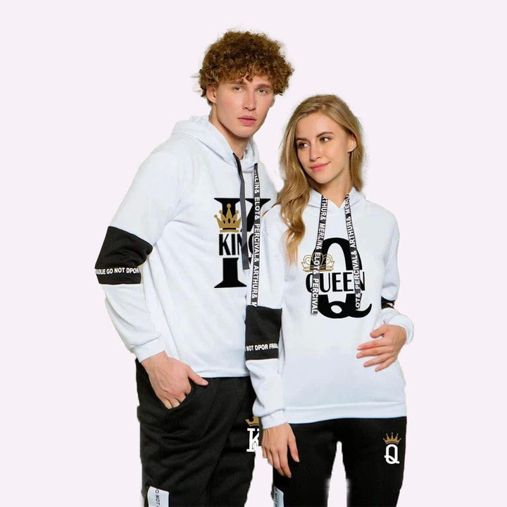 Ensemble Survêtement Couple Blanc Noir / Queen / S