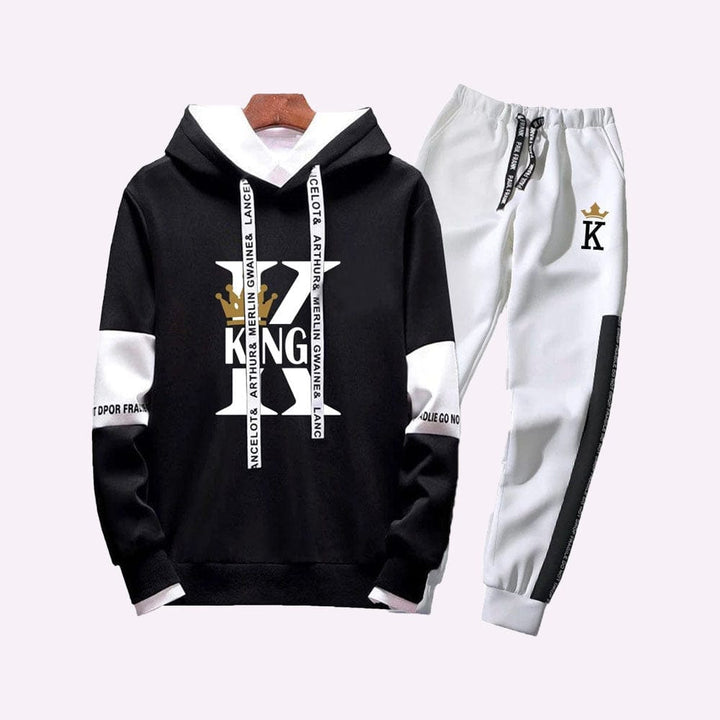 Ensemble Survêtement Couple Noir Blanc / King / S