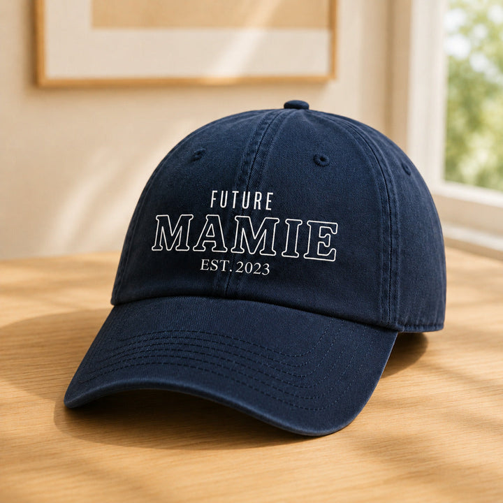 Casquette Future Mamie marine – détail broderie