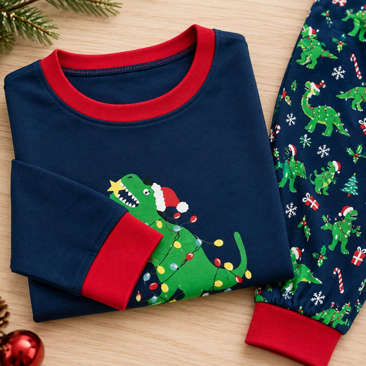 Familien-Pyjama-Set mit Weihnachtsdinos