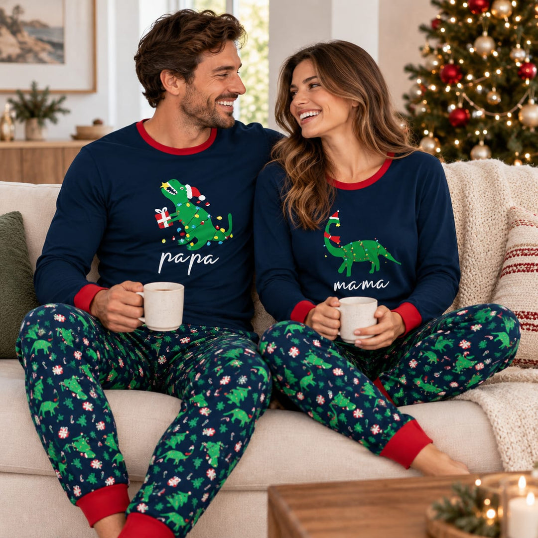 Familien-Pyjama-Set mit Weihnachtsdinos