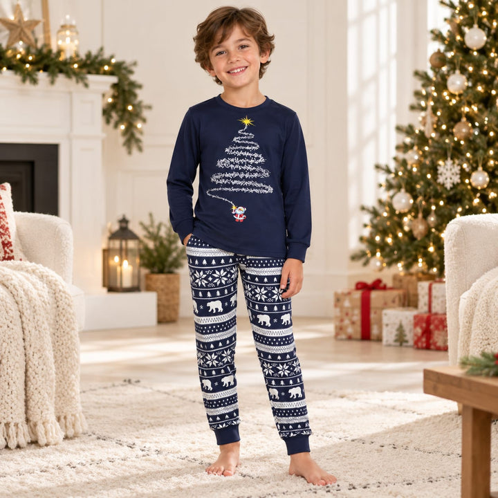 Matching Christmas Pyjamas in Rot oder Marineblau – Marineblau / Kinder – 8 Jahre
