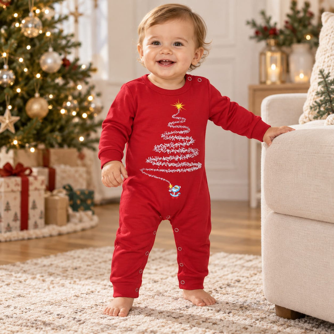 Matching Christmas Pyjamas in Rot oder Marineblau – Rot / Baby – 3 Monate