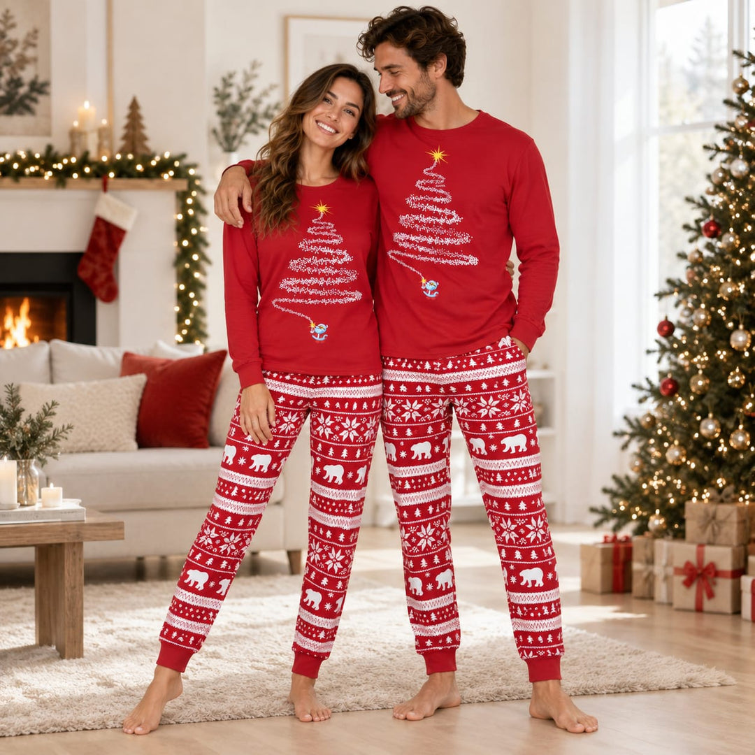 Matching Christmas Pyjamas in Rot oder Marineblau – Rot / Damen – 3XL