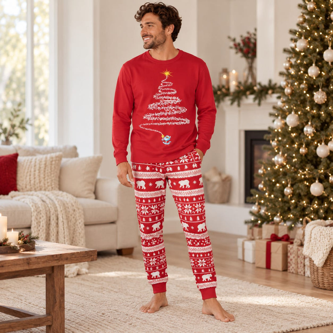 Matching Christmas Pyjamas in Rot oder Marineblau – Rot / Herren – S