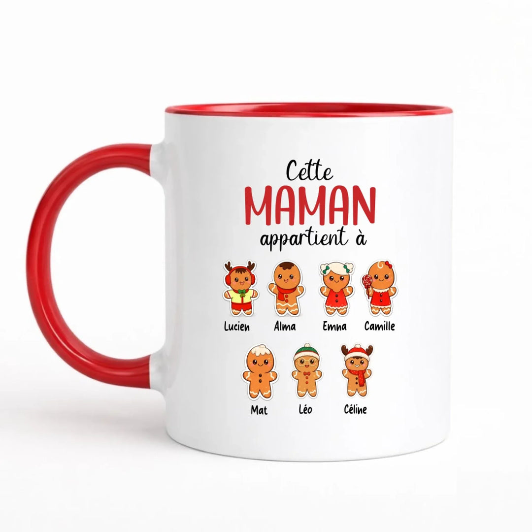 Mug de Noel pour les mamans personnalisé | Cette maman appartient à Mug 325ml Gelato copy / Blanc / 325ml