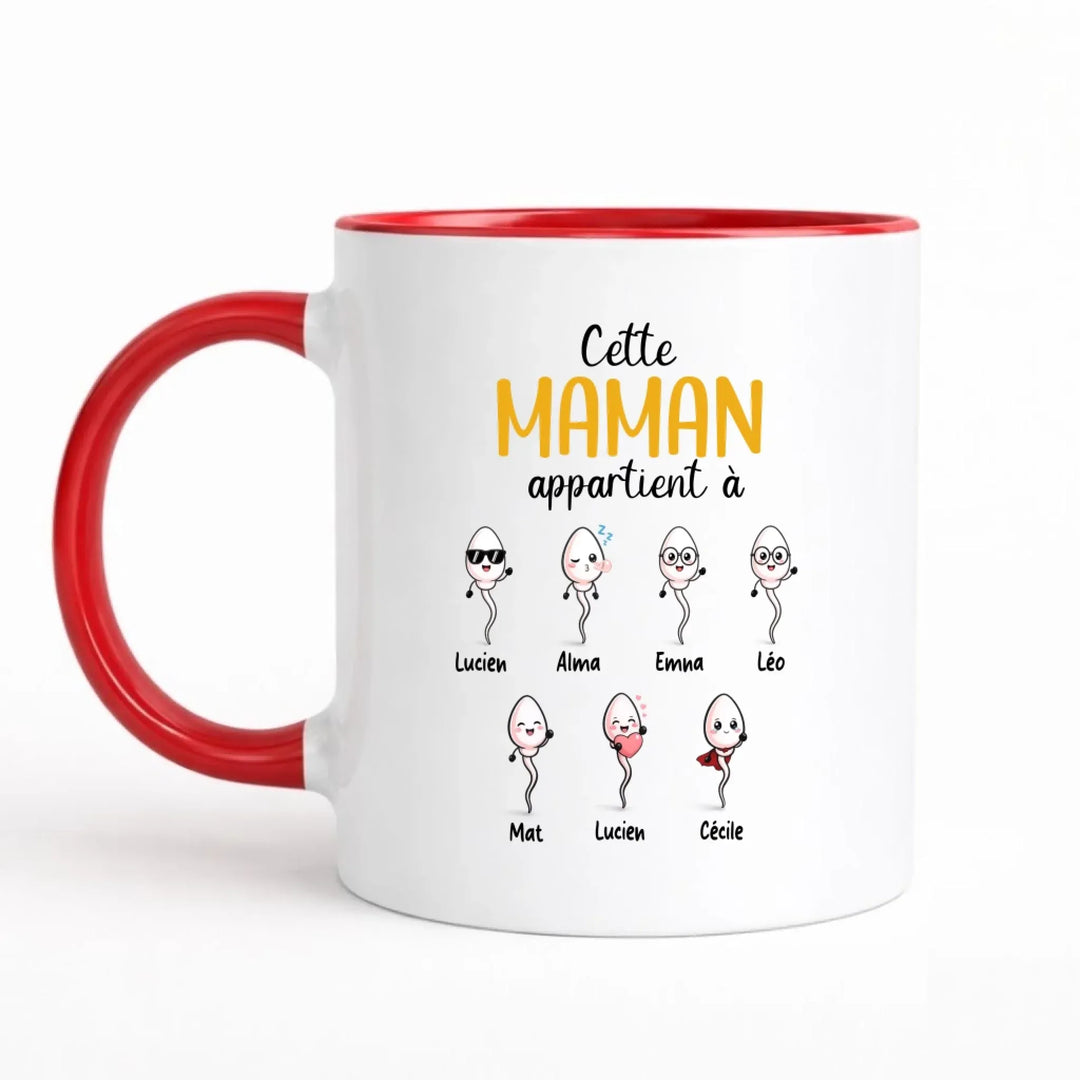 Mug personnalisé - Cadeau fête des mères | Cette Maman appartient à…