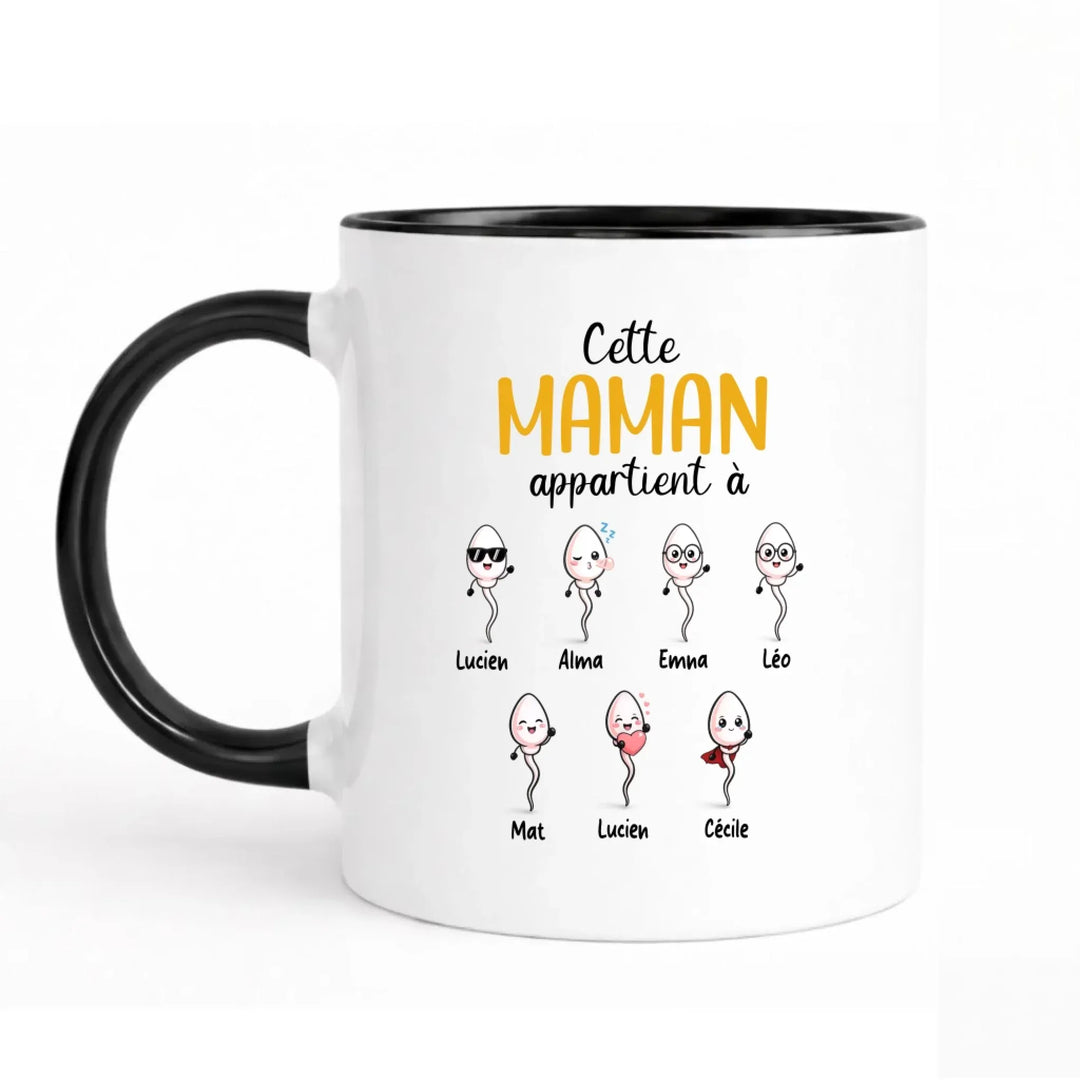 Mug personnalisé - Cadeau fête des mères | Cette Maman appartient à…