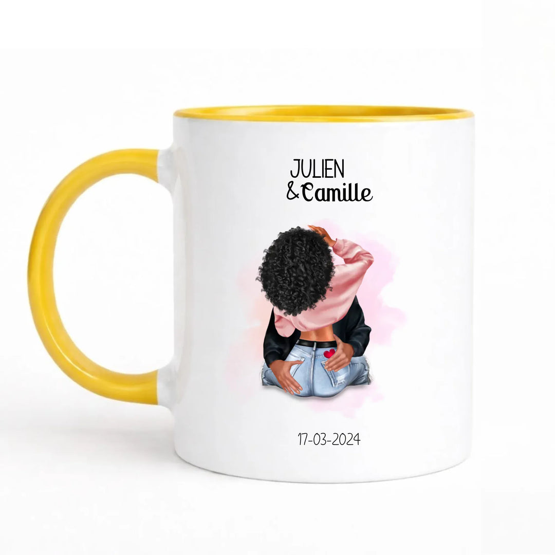 Mug Couple amoureux Mug 325ml Sans Perspective | Style 1 / Jaune / 325ml